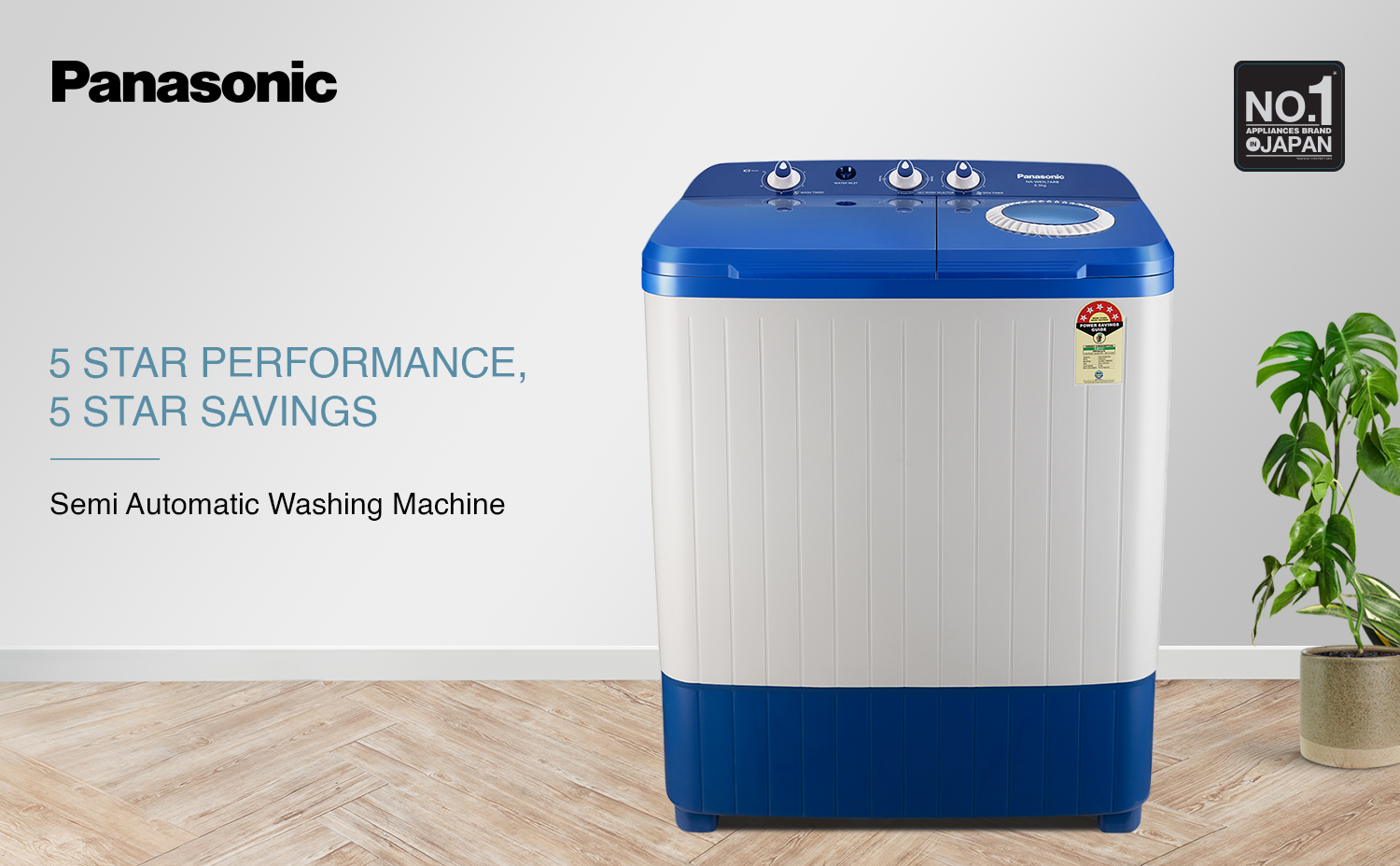 panasonic 6.5 kg washing machine semi automatic